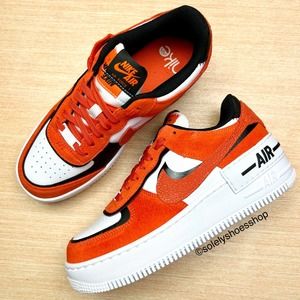 Nike Women's Air Force 1 Shadow Cracked Leather Sneakers In Rush Orange Size 8